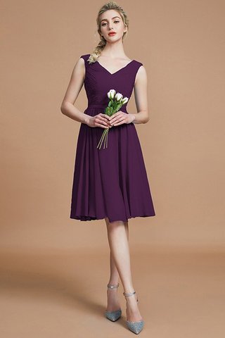 Robe demoiselle d'honneur avec chiffon de col en v ruché ligne a fermeutre eclair - photo 19