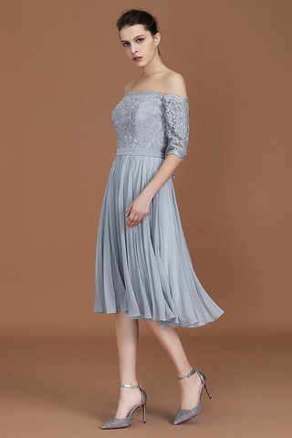 Robe demoiselle d'honneur de princesse en chiffon d'epaule ajourée avec zip mignonne - photo 6