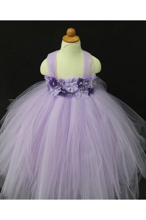 Robe de cortège enfant plissé avec perle manche nulle en tulle avec fleurs - photo 2