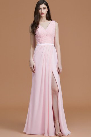 Robe demoiselle d'honneur avec chiffon de col en v de princesse ligne a ruché - photo 2