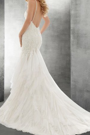 Robe de mariée sexy de traîne mi-longue en tulle en dentelle avec gradins - photo 2