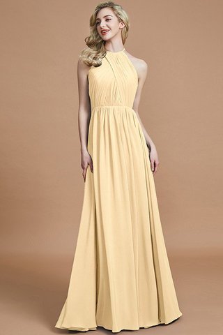 Robe demoiselle d'honneur naturel a-ligne col u profond en chiffon avec sans manches - photo 11