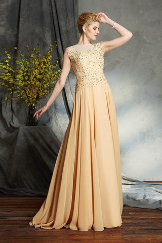 Robe mère de mariée naturel longue de princesse en chiffon avec sans manches - photo 5