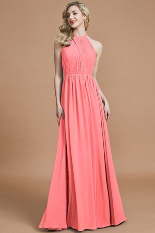 Robe demoiselle d'honneur naturel a-ligne col u profond en chiffon avec sans manches - photo 33