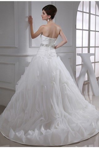 Robe de mariée cordon de mode de bal en organza de col en cœur de traîne moyenne - photo 2