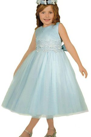 Robe de cortège enfant avec nœud à boucles en satin avec perle en tulle ligne a - photo 2