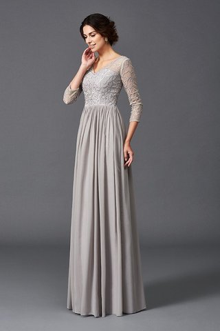 Robe mère de mariée naturel de princesse de col en v fermeutre eclair avec manche 3/4 - photo 6