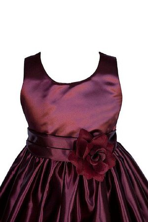 Robe de cortège enfant plissé en taffetas avec zip jusqu'au mollet avec fleurs - photo 2