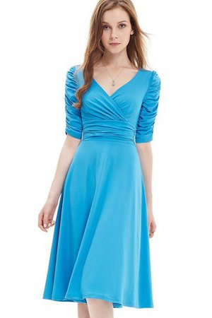 Robe de cocktail ruché au niveau de genou de col en v avec chiffon fermeutre eclair - photo 1