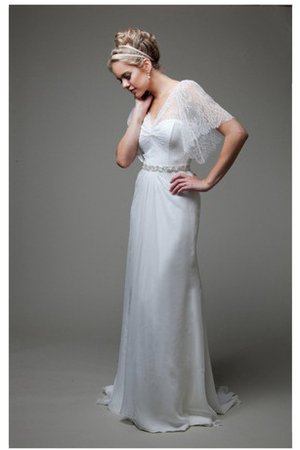 Robe de mariée naturel avec perle avec décoration dentelle ligne a en plage - photo 2