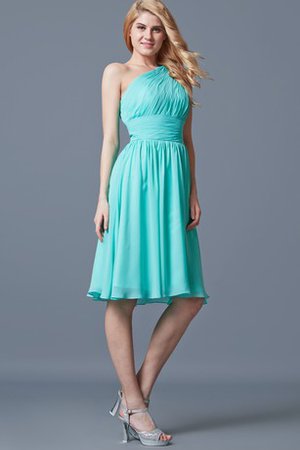 Robe demoiselle d'honneur bref plissé ligne a avec sans manches d'épaule asymétrique - photo 2