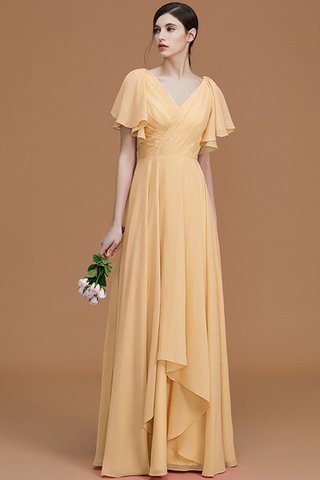 Robe demoiselle d'honneur avec manche courte de princesse ligne a avec chiffon avec zip - photo 18