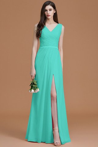 Robe demoiselle d'honneur avec chiffon de col en v de princesse ligne a ruché - photo 21