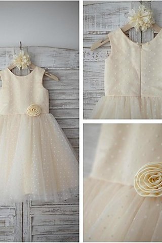 Robe de cortège enfant naturel ligne a avec fleurs avec sans manches textile en tulle - photo 1