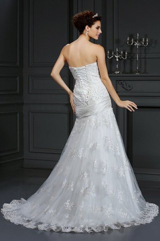 Robe de mariée longue de traîne moyenne avec lacets avec sans manches en satin - photo 2