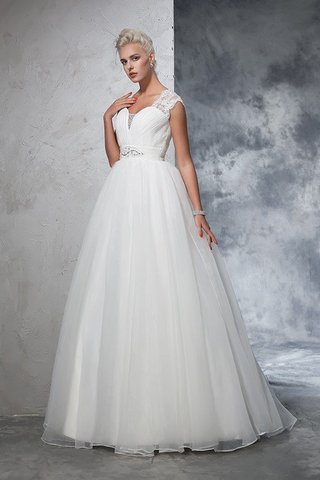 Robe de mariée longue de mode de bal ruché manche nulle de col en cœur - photo 5