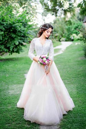 Robe de mariée modeste delicat romantique a-ligne avec manche épeules enveloppants - photo 1