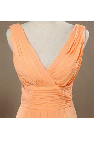 Robe demoiselle d'honneur plissé haut bas v encolure a-ligne en chiffon - photo 2