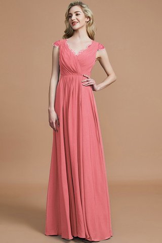 Robe demoiselle d'honneur avec chiffon de col en v de princesse manche nulle ruché - photo 33