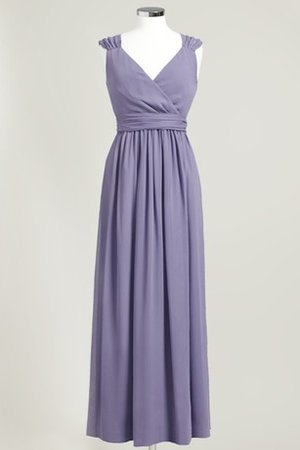 Robe demoiselle d'honneur luxueux avec manche épeules enveloppants v encolure en chiffon - photo 2