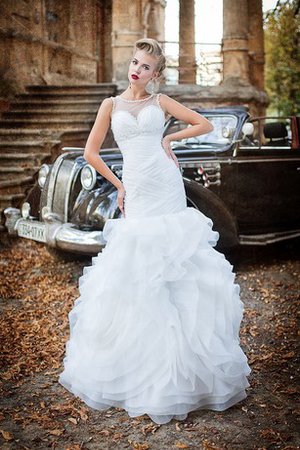 Robe de mariée naturel longue de lotus encolure ronde avec sans manches - photo 1