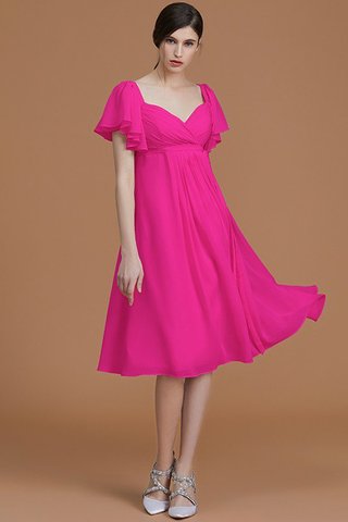 Robe demoiselle d'honneur naturel au niveau de genou en chiffon avec manche courte ruché - photo 17