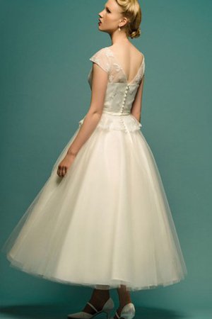Robe de mariée distinguee textile en tulle manche nulle jusqu'au mollet col u profond - photo 2