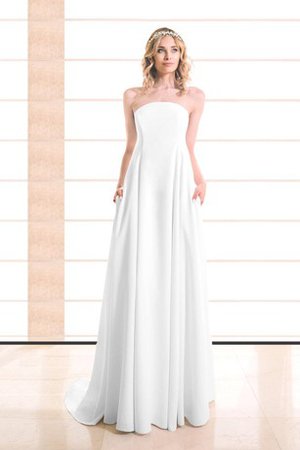 Robe de mariée luxueux plissé a-ligne de traîne courte en satin - photo 1