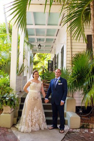 Robe de mariée delicat intemporel avec ruban avec manche courte de col en cœur - photo 1