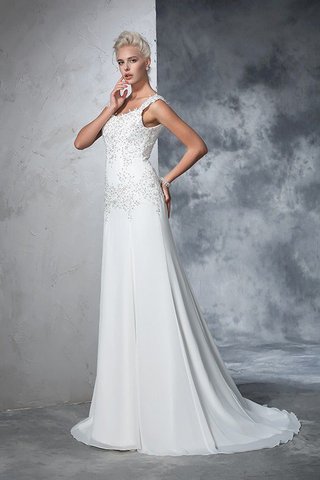 Robe de mariée longue ligne a bretelles spaghetti cordon avec chiffon - photo 5