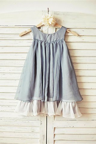 Robe de cortège enfant a-ligne avec fleurs jusqu'au sol en chiffon avec sans manches - photo 2