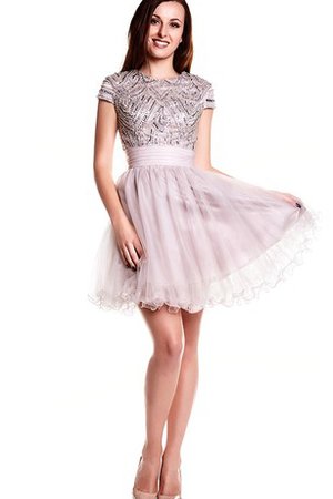 Robe de graduation bref de lotus en tulle encolure ronde ligne a - photo 1