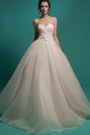 Robe de mariée simple avec nœud à boucles ligne a manche nulle de col en cœur - photo 1