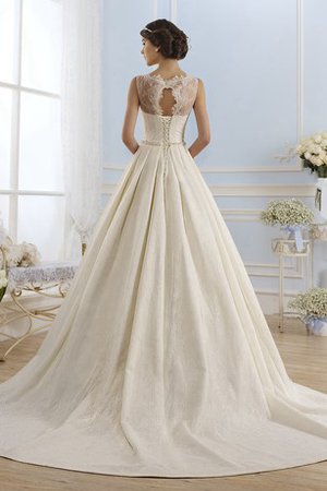 Robe de mariée romantique col en bateau cordon manche nulle avec décoration dentelle - photo 2