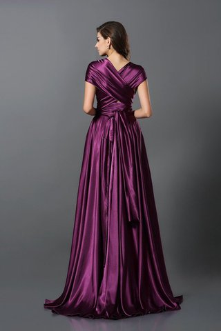 Robe demoiselle d'honneur longue plissage de princesse en satin soyeux ligne a - photo 3