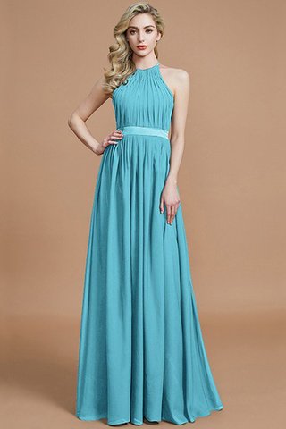 Robe demoiselle d'honneur ruché de princesse jusqu'au sol avec sans manches avec chiffon - photo 8