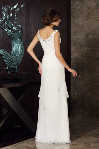 Robe mère de mariée longue encolure ronde en chiffon longueur au ras du sol avec perle - photo 4