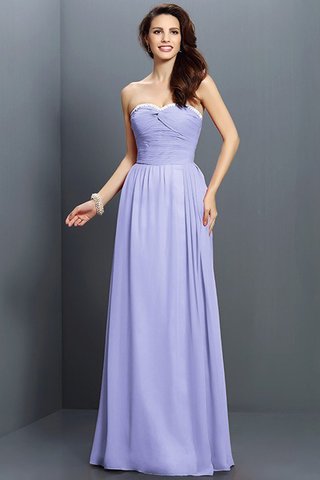 Robe demoiselle d'honneur longue avec zip col en forme de cœur manche nulle a-ligne - photo 17