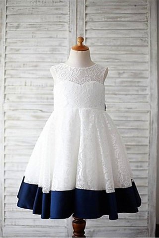 Robe de cortège enfant naturel de princesse a-ligne avec zip avec décoration dentelle - photo 2