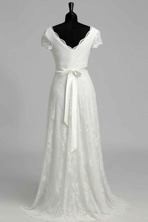 Robe de mariée à la mode simple en dentelle avec manche courte avec ruban - photo 2