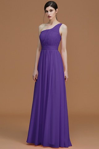 Robe demoiselle d'honneur naturel avec sans manches ligne a ruché d'épaule asymétrique - photo 30
