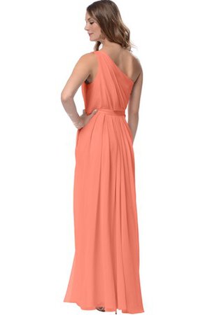 Robe demoiselle d'honneur longue sexy d'épaule asymétrique avec chiffon a-ligne - photo 2