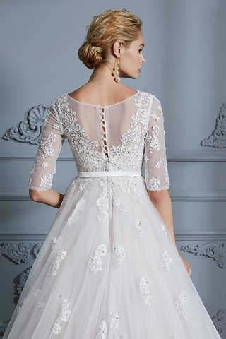 Robe de mariée en tulle v encolure avec décoration dentelle en 1/2 manche divin - photo 8