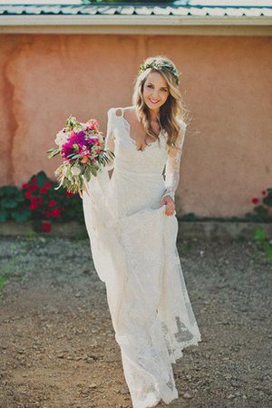 Robe de mariée sexy classique textile en tulle trou de serrure avec manche longue - photo 1