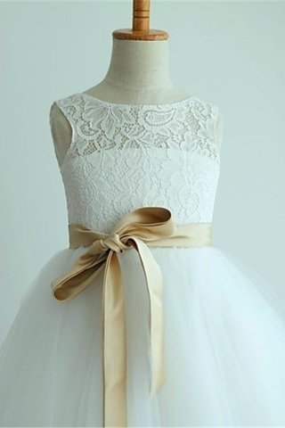 Robe de cortège enfant ceinture en étoffe avec ruban encolure ronde en tulle avec zip - photo 2