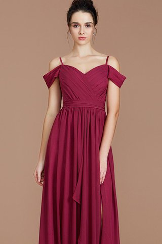 Robe demoiselle d'honneur naturel epaule nue en chiffon ruché avec sans manches - photo 7