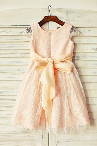 Robe de cortège enfant avec fleurs ceinture ligne a avec ruban avec décoration dentelle - photo 2