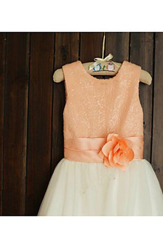 Robe de cortège enfant naturel col u profond ligne a longueur mollet en tulle - photo 2