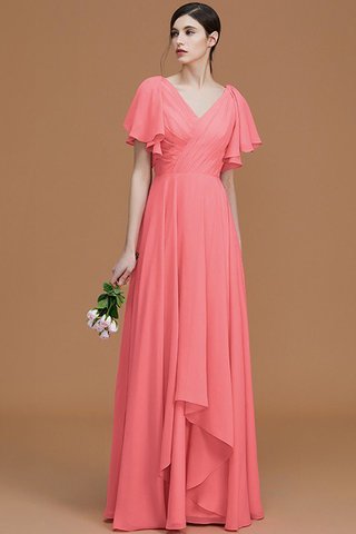 Robe demoiselle d'honneur avec manche courte de princesse ligne a avec chiffon avec zip - photo 34