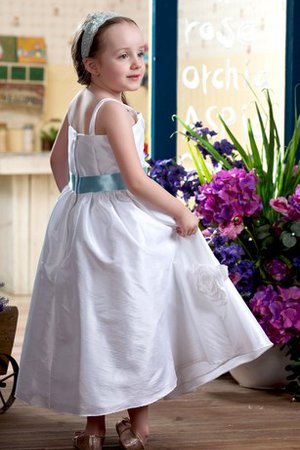 Robe de cortège enfant avec fleurs avec nœud à boucles a-ligne manche nulle - photo 2
